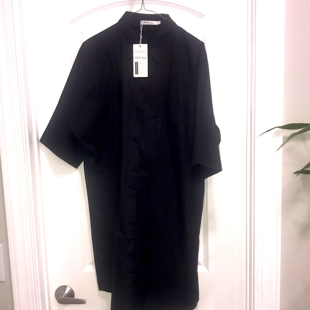Measeor XXL black cotton shirt dress